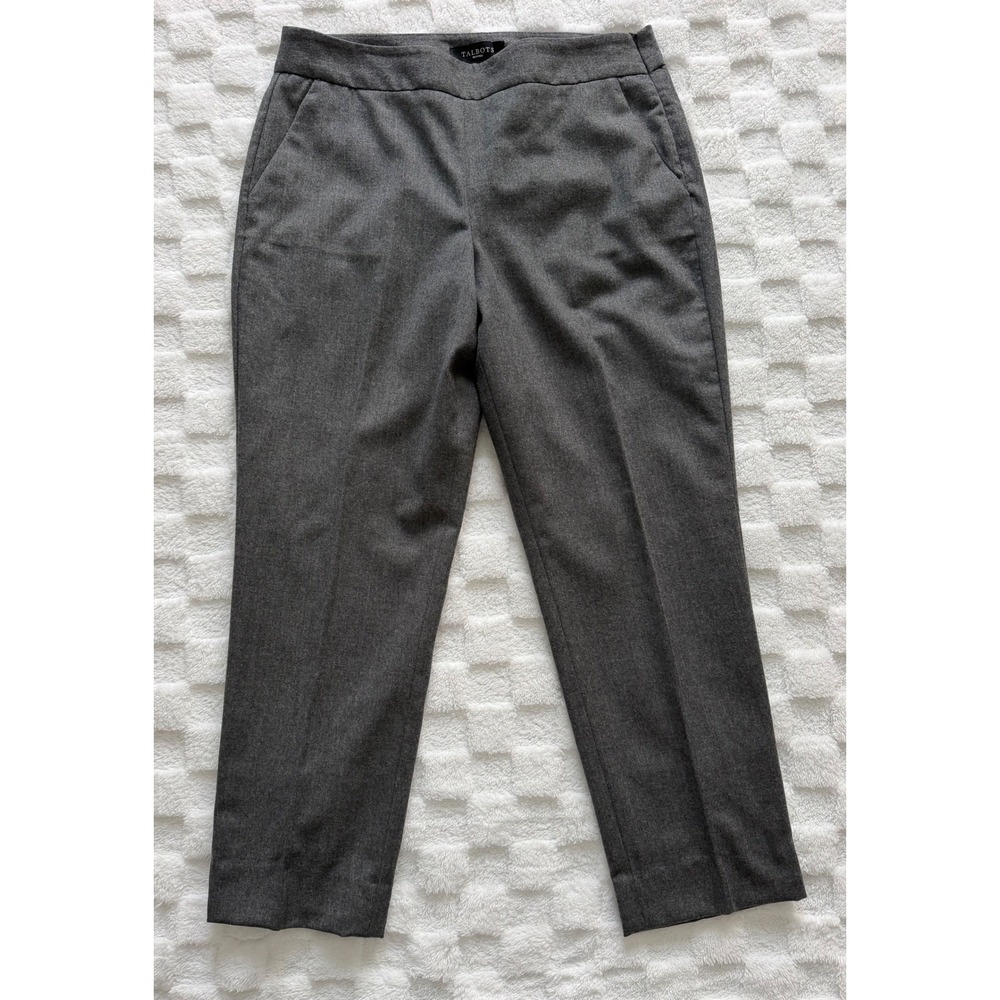 Talbots Petites Gray Wool Blend Side Zip Dress Pants Size 10P Straight Leg -EUC - Picture 3 of 14